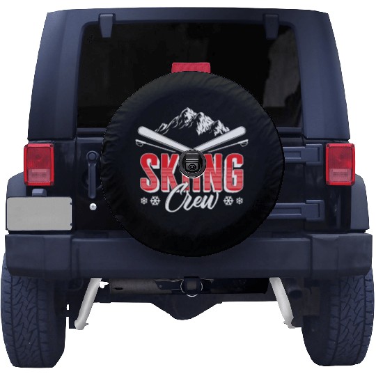 Ski Spare Tire Covers, Skiing Crew Skis Mountain Snowflakes