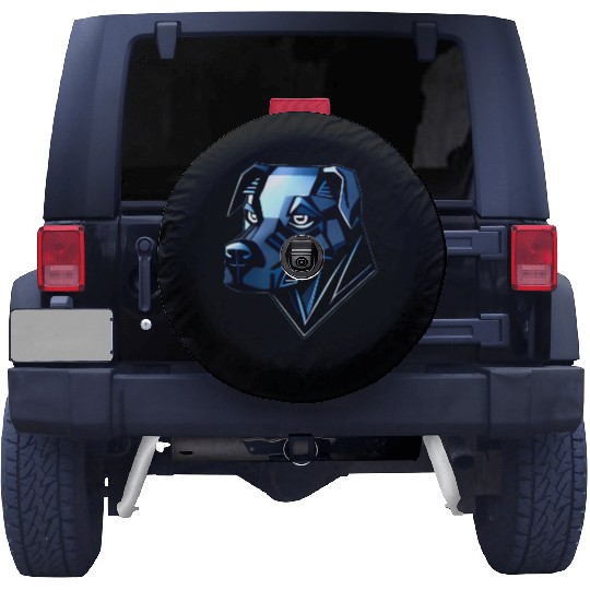 Dog Doberman Pinscher - Blue Polygons Spare Tire Covers