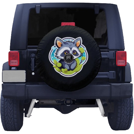 Raccoon Illustration Spare Tire Covers