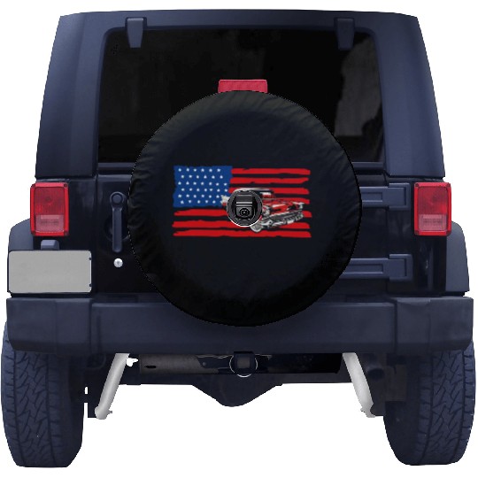 Vintage car Soldiers US Flag Spare Tire Covers