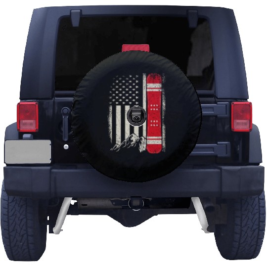 Snowboarding 4th of July Distressed USA Flag Spare Tire Covers