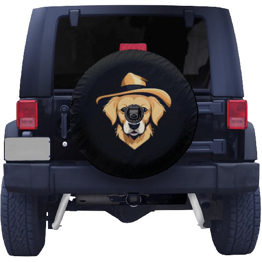Golden Retriever with Safari Hat Spare Tire Covers