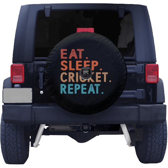 Eat Sleep Cricket Repeat Funny Spare Tire Covers