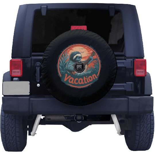 Tropical Sloth Guitar Vacation Sunset Beach Spare Tire Covers