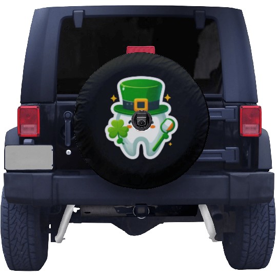 St patricks day cartoon dentist design, cute tooth Spare Tire Covers