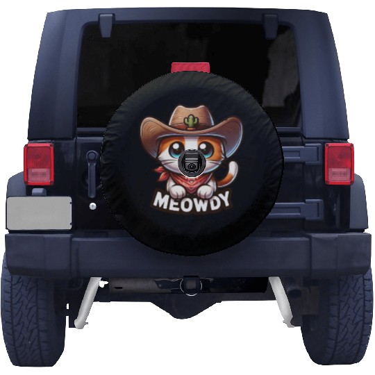 Cute Meowdy Cat Cowboy Pun Spare Tire Covers