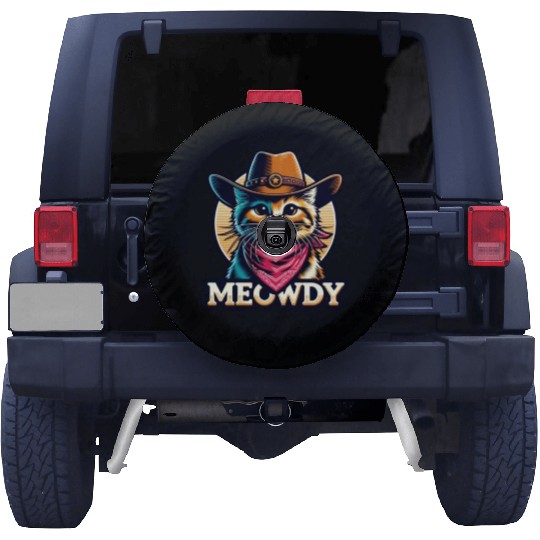 Cute Meowdy Cat Cowboy Pun Spare Tire Covers