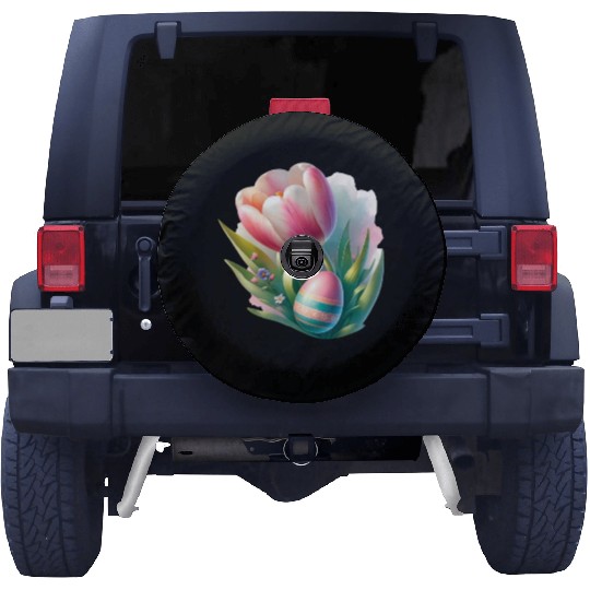 Spring Colorful Tulip With Easter Egg Spare Tire Covers