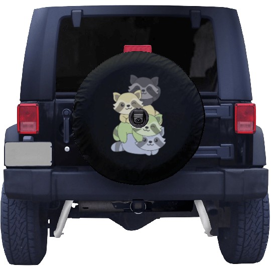 Cassgender Flag Pride Lgbtq Cute Raccoon Spare Tire Covers