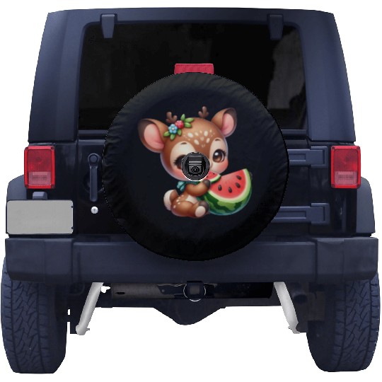 Deer Eating Watermelon Spare Tire Covers