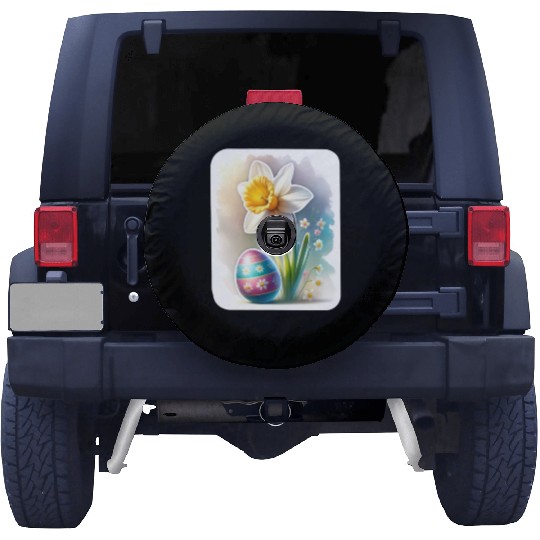A Beautiful Daffodil With an Easter Egg Spare Tire Covers
