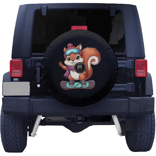 Snowboarding Squirrel Winter Adventure Spare Tire Covers