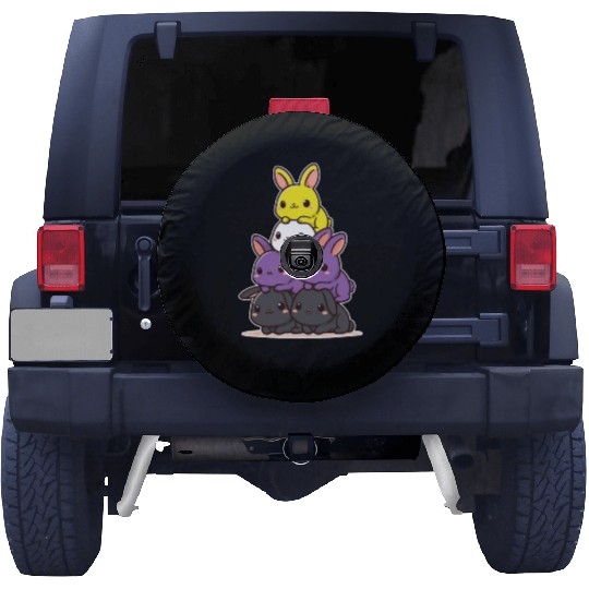 Bunnies Nonbinary Flag Pride Month Cute Bunny Spare Tire Covers