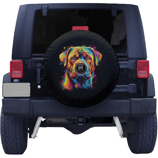 Watercolor Colorful Dogue De Bordeaux Spare Tire Covers