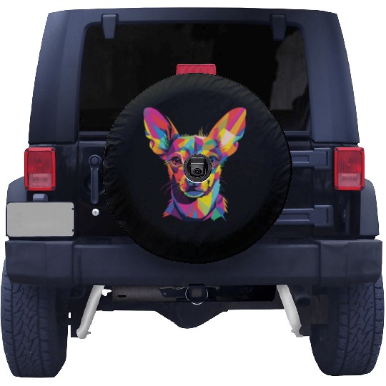 Watercolor Colorful Russian Toy Terrier Spare Tire Covers