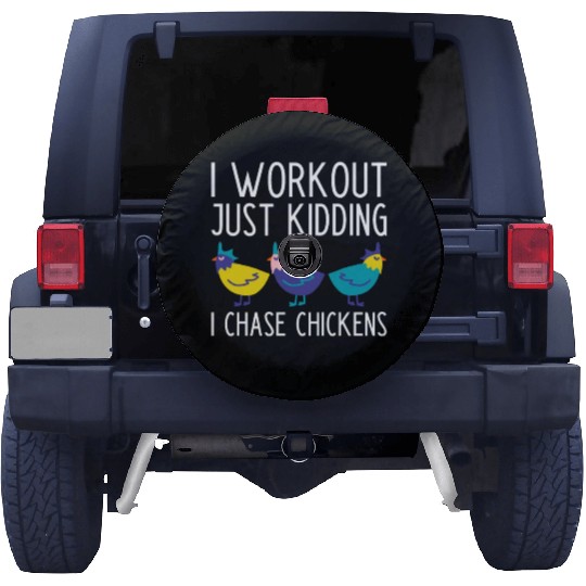Funny Chasing Chickens Farmer Slogan Spare Tire Covers