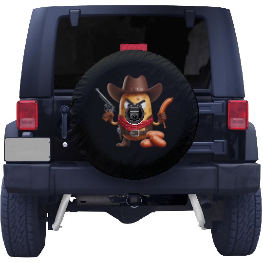 Cowboy potato with sausage gun Spare Tire Covers