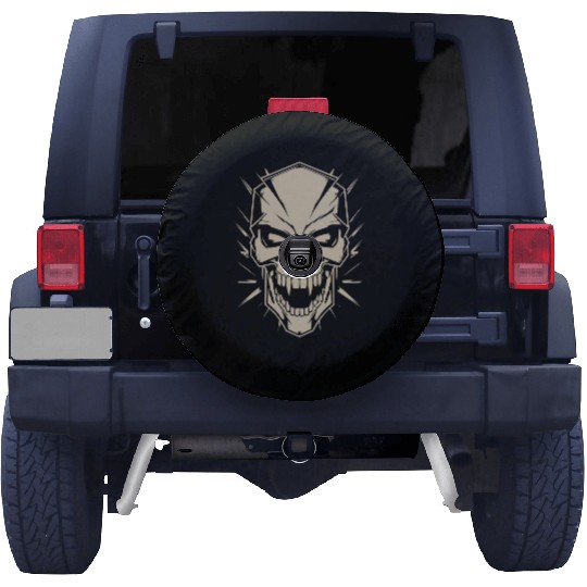 Agressive menacing skull Spare Tire Covers
