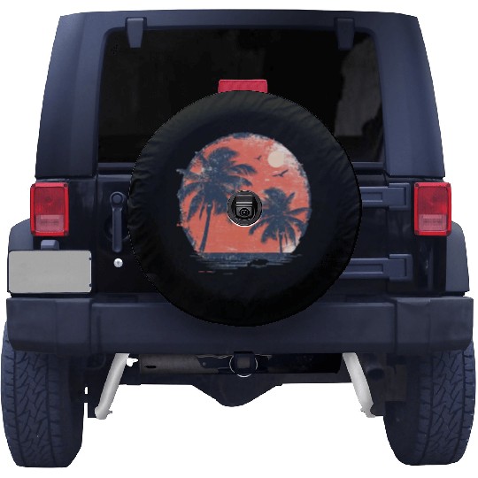 Tropical Sunset Retreat With Soaring Birds Spare Tire Covers