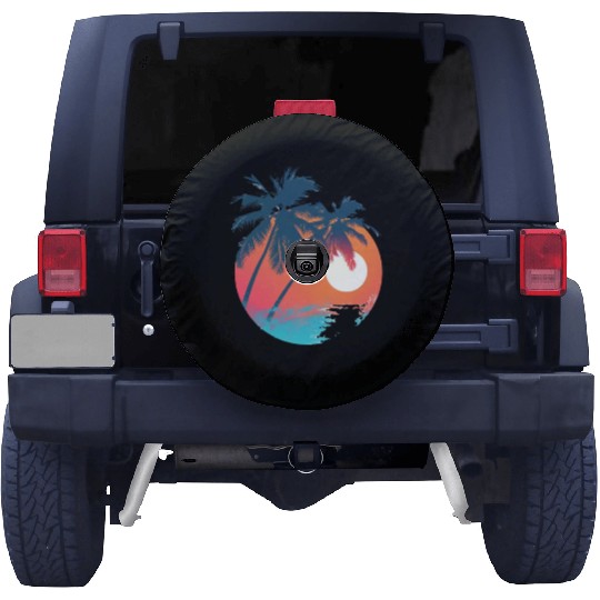 Tropical Sunset Retreat With Soaring Birds Spare Tire Covers