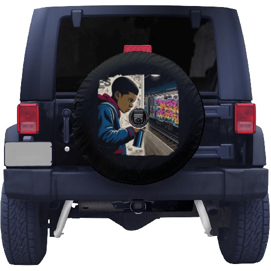 AI Teen in Underground Subway Layup -Masked Border Spare Tire Covers