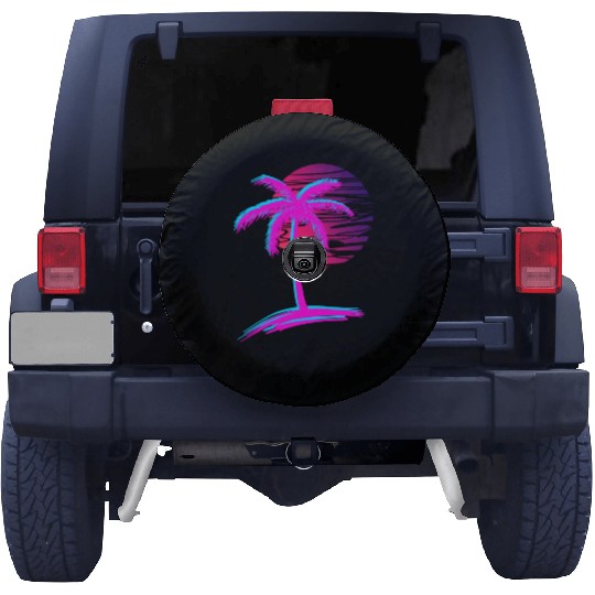 sunset Vaporwave Palm Tree Aesthetic Tropical Spare Tire Covers