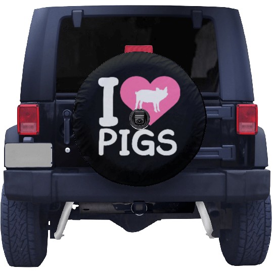 I Love Pigs pig heart piggy piglet silhouette Spare Tire Covers
