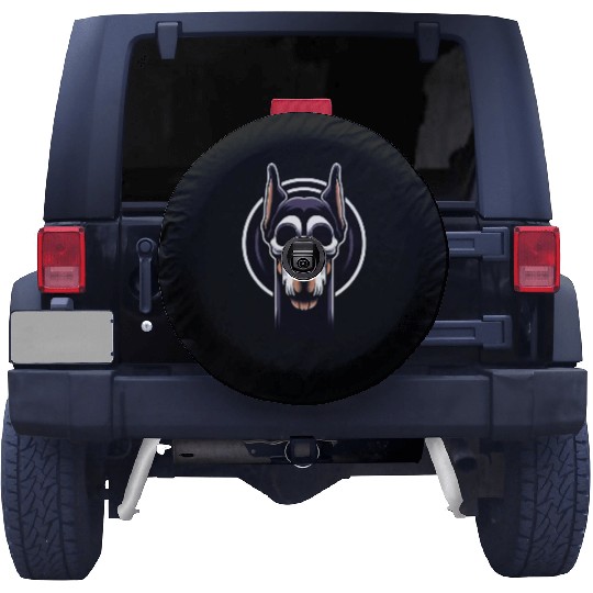 Neon Doberman Skull Edge Spare Tire Covers