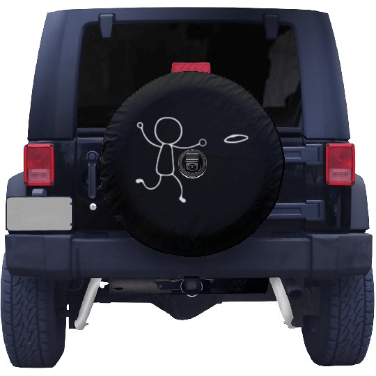 Funny Disc Golf stick figure disc golfer Spare Tire Covers