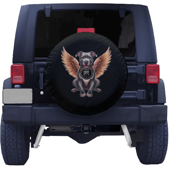 Pitbull Angel with Wings Dog in Heaven Spare Tire Covers