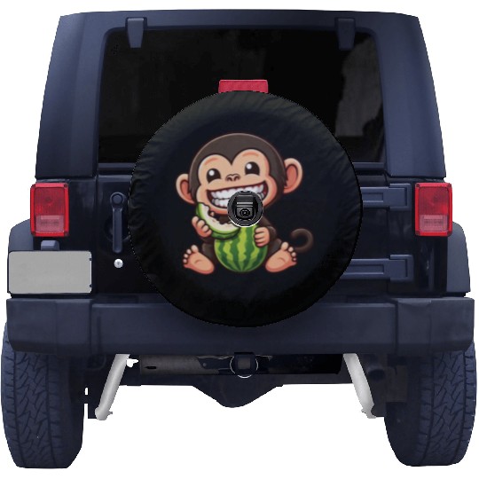 Monkey chimpanzee melon watermelon honeydew melon Spare Tire Covers