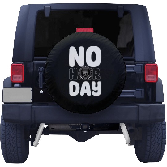 No Hair Day Funny Bald Bearded Hairstylist Spare Tire Covers