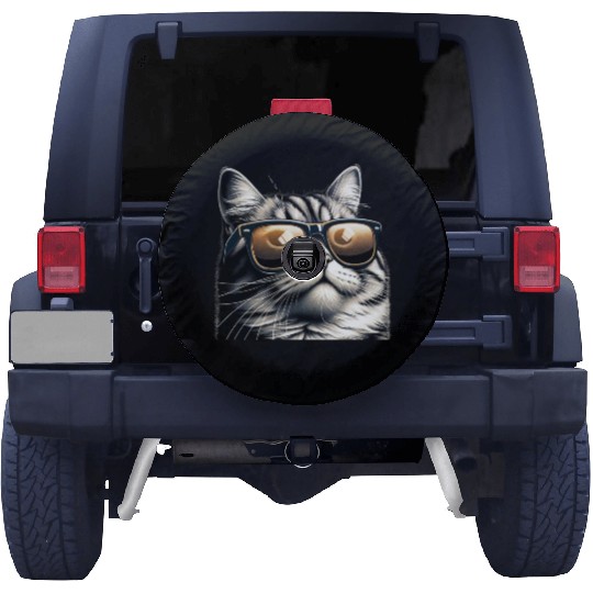 Cat in Gold Shades Spare Tire Covers
