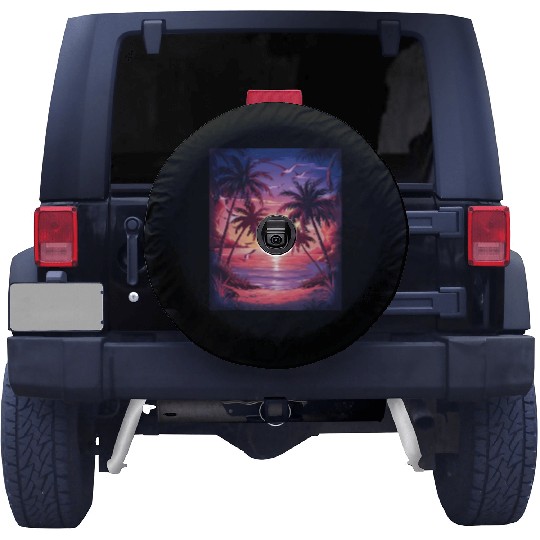 summer beach "Tropical Twilight Serenity" Spare Tire Covers