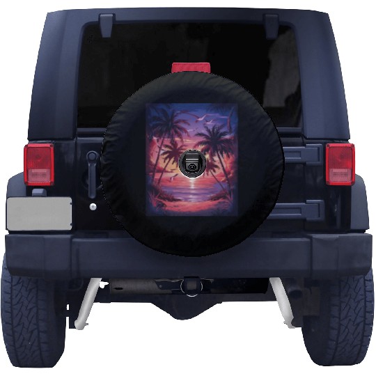 summer beach "Tropical Twilight Serenity" Spare Tire Covers