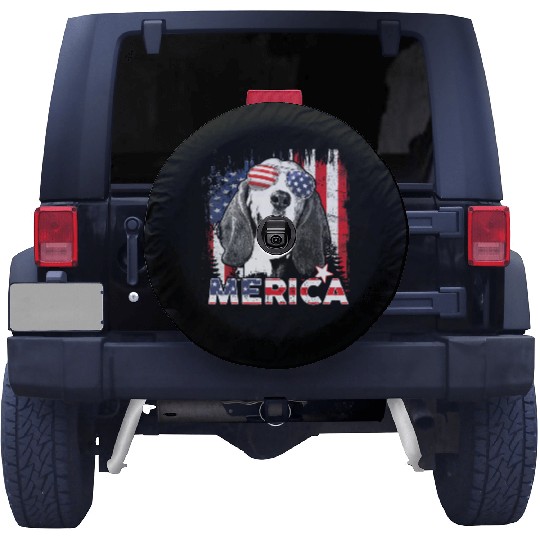 Basset Hound 4th Of July US Flag Merica Dog Lover Spare Tire Covers