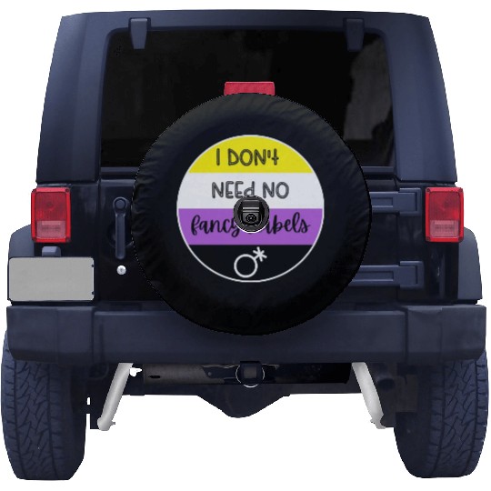 I don't need no fancy Labels - Non Binary Pride Spare Tire Covers