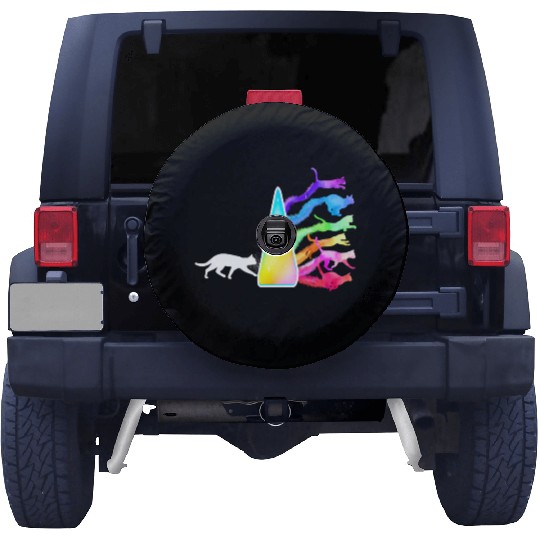 Funny Science Nerd, Geek Cat Physics Rainbow Spare Tire Covers