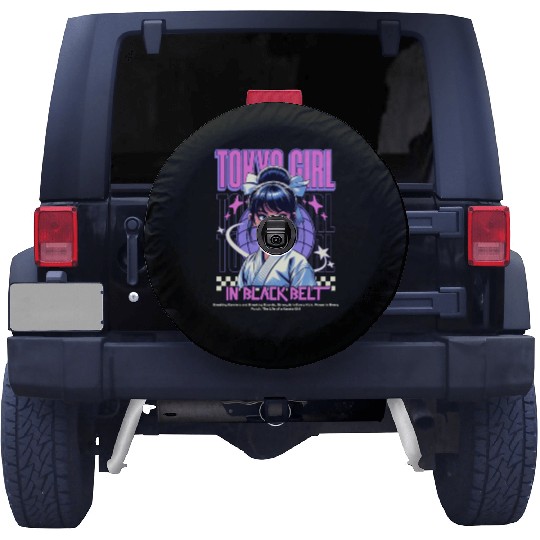 anime tokyo girl in black belt Spare Tire Covers