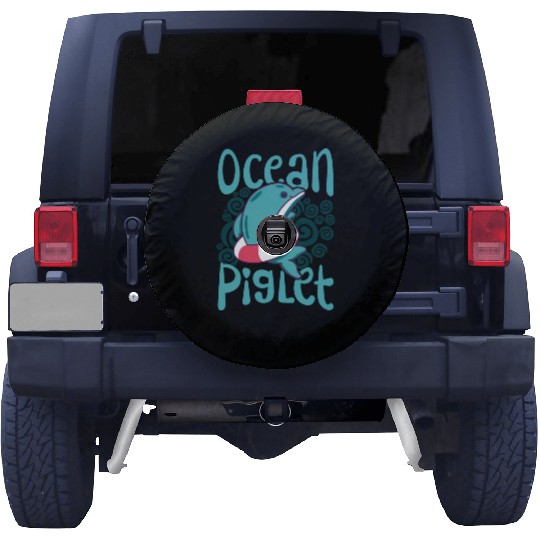 Funny Dolphin Lover Ocean Piglet Graphic for Aquat Spare Tire Covers