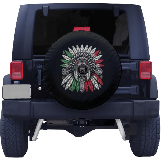 Aztec Warrior Indigenous Mexican Aztec Jaguar Spare Tire Covers