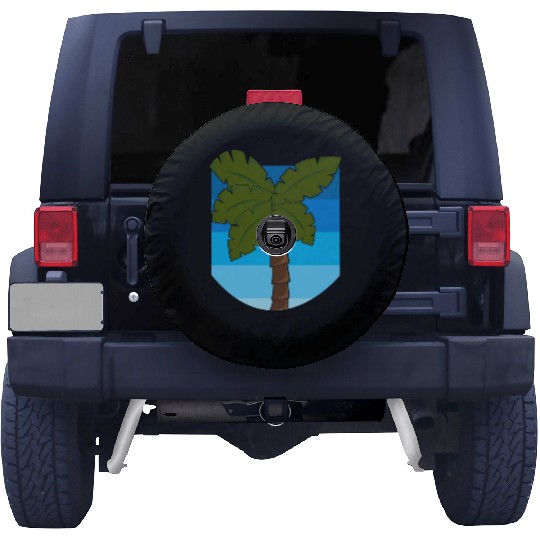 Tropical Palm Tree Over an Ocean Spare Tire Covers