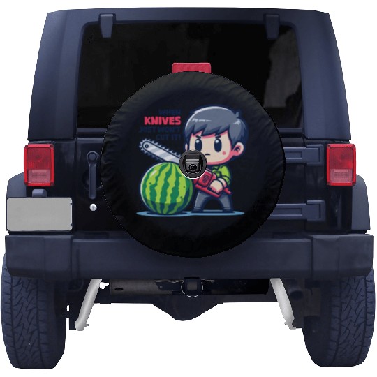 Cutting Watermelon - Melon Chainsaw Spare Tire Covers