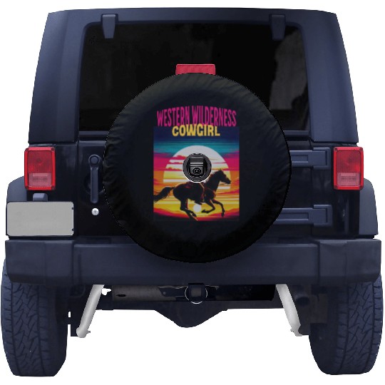 Western Wilderness Cowgirl, 80s Sunset Vibes Spare Tire Covers