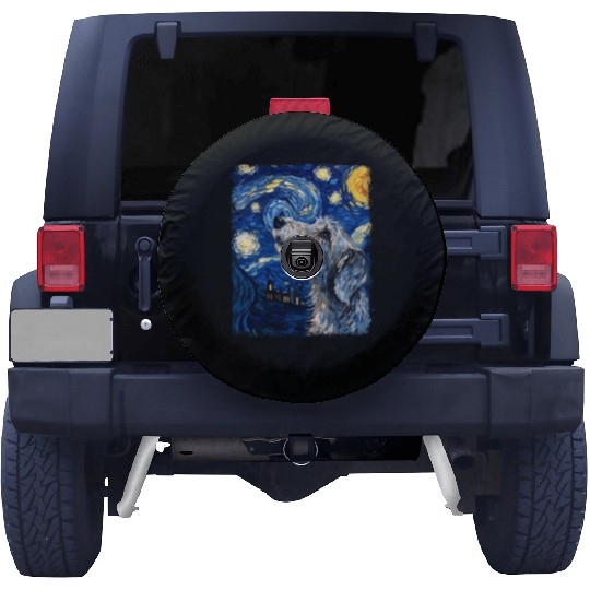 Irish Wolfhound Dog Starry Night Painting Spare Tire Covers