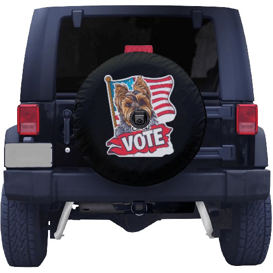 Unique American Flag Election 2024 Yorkie Gifts Spare Tire Covers