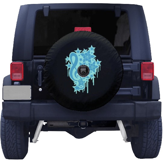 Music Clef Note Stars Graffiti Spray Flowers Sound Spare Tire Covers