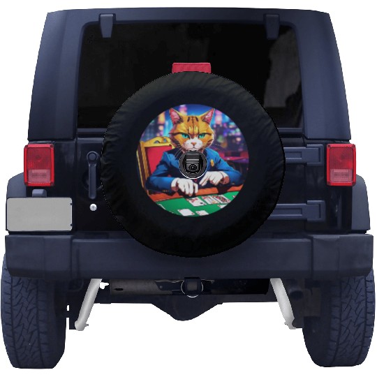 The Gambler Cat's Blackjack Night Spare Tire Covers