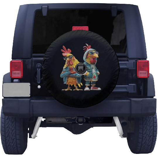 Chickens looking cool in trendy Spare Tire Covers