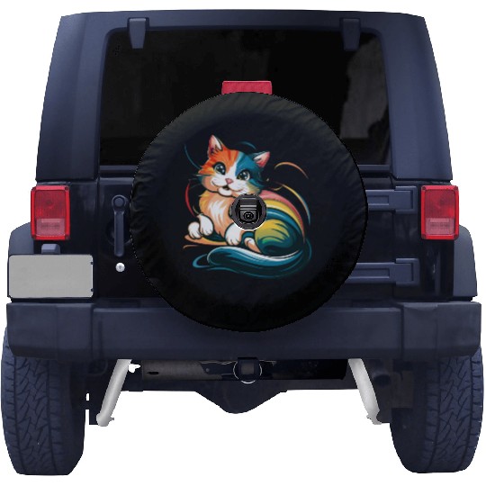 color art cat graphic Spare Tire Covers